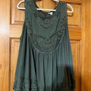 Beautiful 3XL olive green double layer look Cato tank